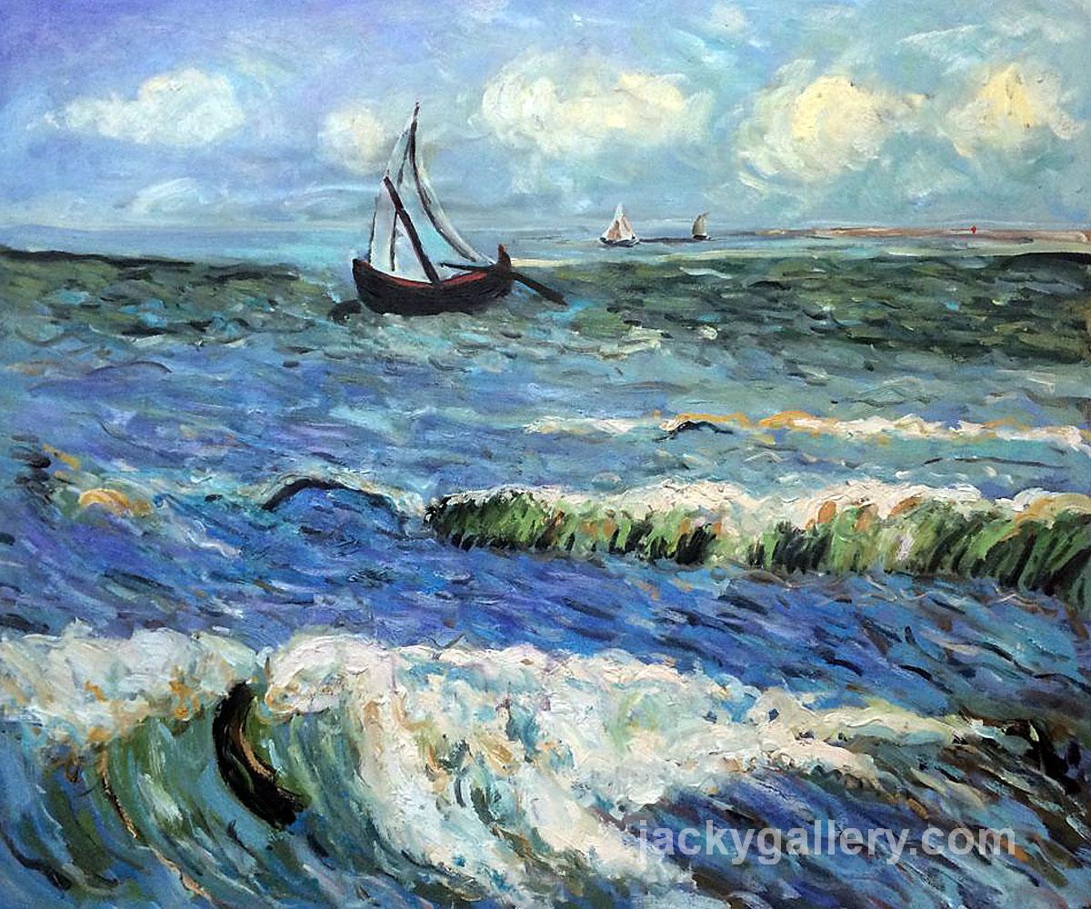 Seascape at Saintes maries, Van Gogh painting